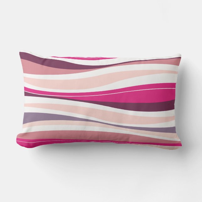 Curvy Lines fuschia designer Lumbar Cushion (Front)