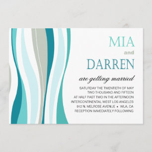 Curvy Lines Wedding aqua Invitation