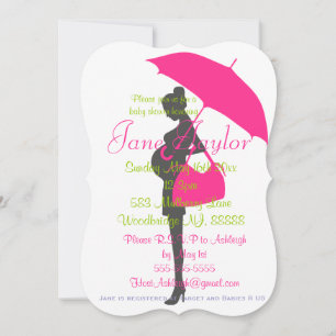 Curvy Magenta Silhouette Baby Shower Invitations
