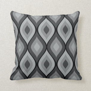 Curvy Oval Geometric   grey black Cushion