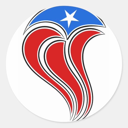 Curvy Puerto Rico Flag Design Classic Round Sticker
