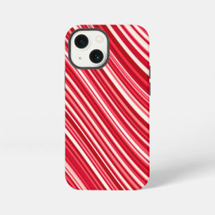 Curvy Stripes in Red and White iPhone 13 Mini Case