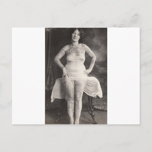 Curvy Tattooed lady Postcard (Front)