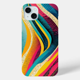 Curvy textures in vivid colours iPhone 15 mini case
