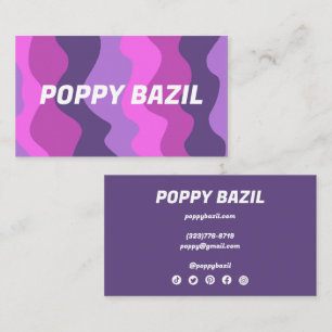 Curvy Wavy Stripes Minimalist Bold Purple Retro Business Card