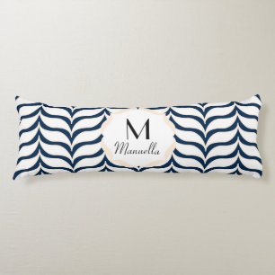 Curvy White Tan Chevrons Monogrammed Body Cushion