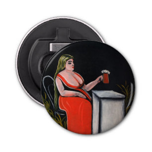 Curvy Woman with a Mug of Beer Bottle Opener