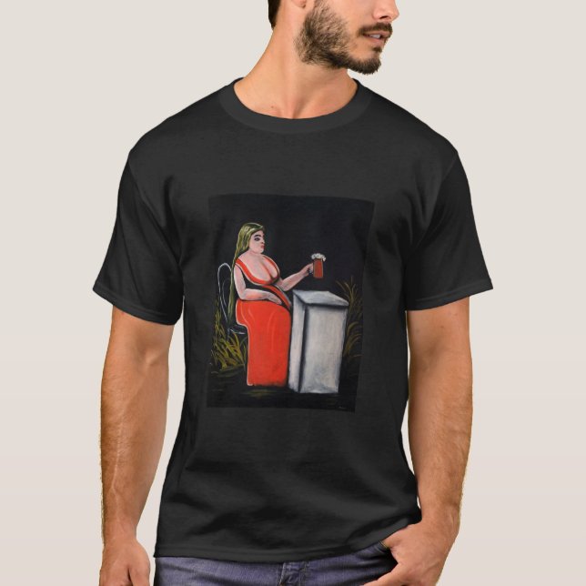 Curvy Woman with a Mug of Beer T-Shirt (Front)