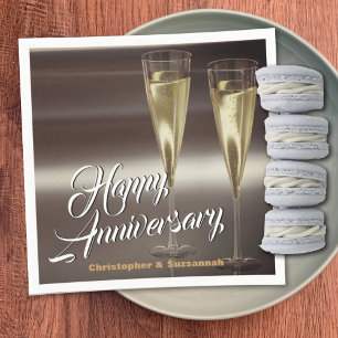 Cus Champagne Glasses Custom Happy Anniversary Napkin