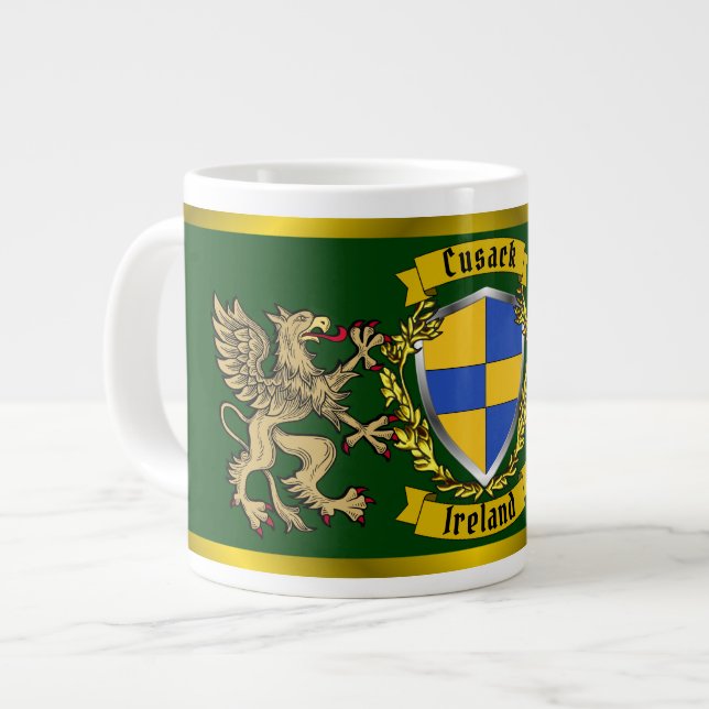 Cusack Irish Shield & Griffins Large Coffee Mug (Front Left)