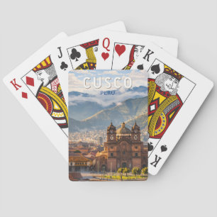 Cusco Peru Illustration Travel Art Vintage Playing Cards