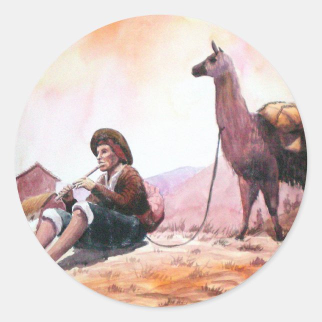 Cusco Peru Llama Picture Classic Round Sticker (Front)