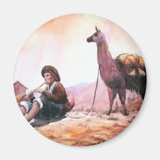 Cusco Peru Llama Picture Magnet (Front)