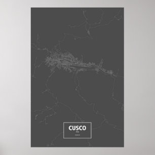 Cusco, Peru (white on black) Poster