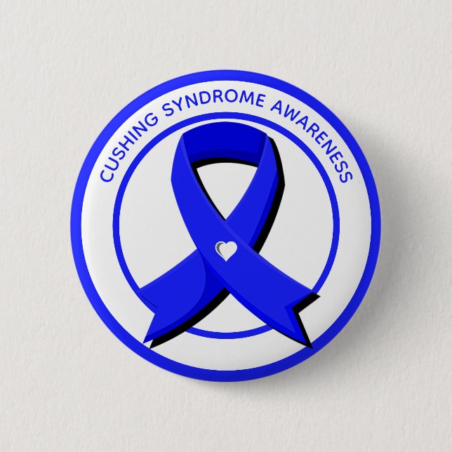 Cushing Syndrome Awareness Blue Ribbon 6 Cm Round Badge (Front)