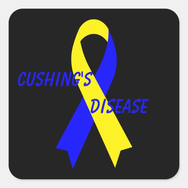 Cushing's Disease Awareness Ribbon by Janz Black Square Sticker (Front)