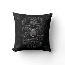 Cushion/Black Pillow 40x40cm diamond Skull