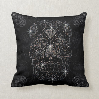 Cushion/Black Pillow 40x40cm diamond Skull