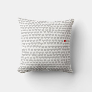 Cushion - Grey Hearts with One Red Heart 