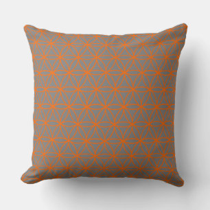 Cushion, Lotus Flower Graphic in Grey and Orange Cushion