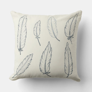 Cushion pillow with feather painting