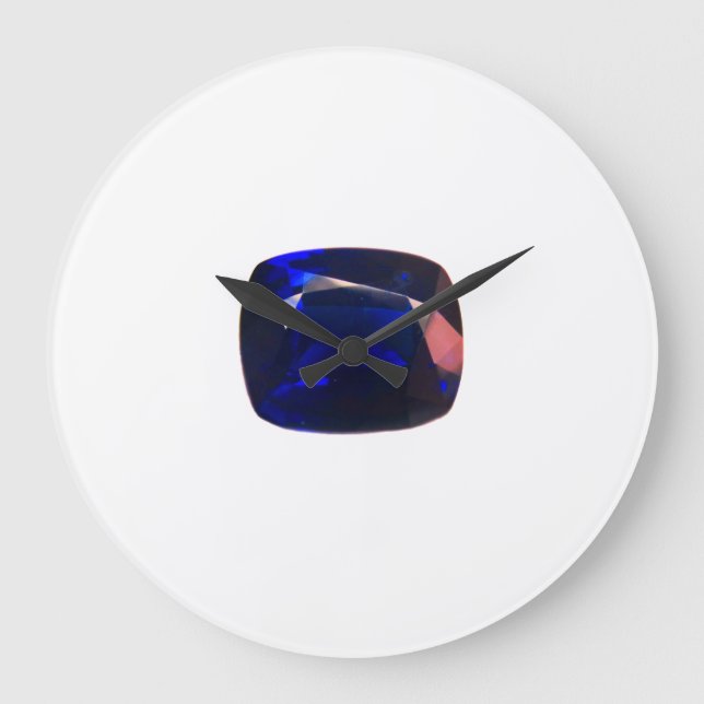 Cushion shaped Sapphire Gemstone Large Clock (Front)