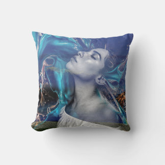 Cushion with woman in a dreamy scene 