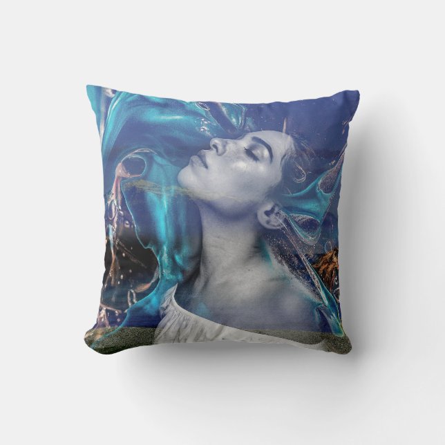 Cushion with woman in a dreamy scene  (Front)