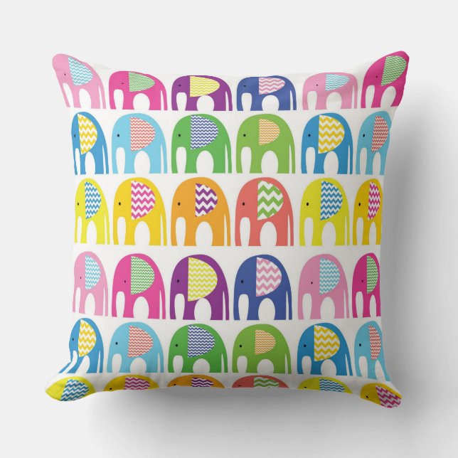 Cushions - Multi Coloured Elephants (Front)