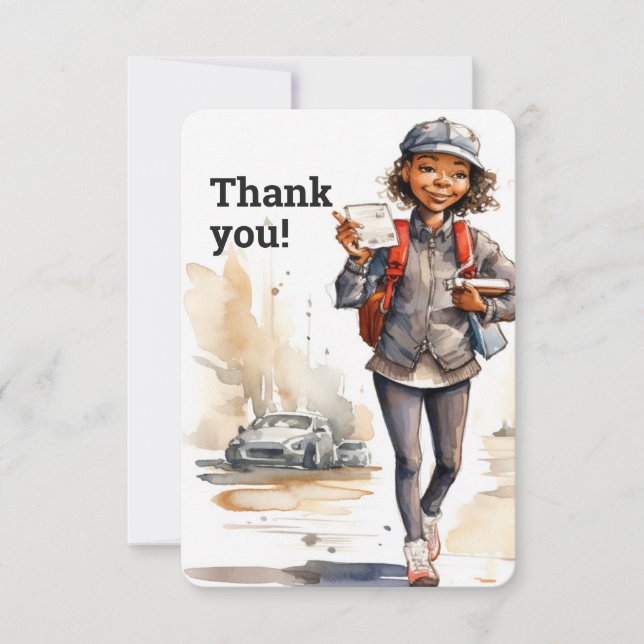 Cusom Female Letter Carrier  Thank You Card (Front)