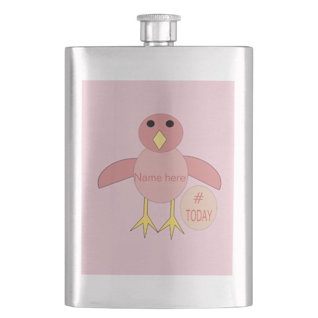 Cusom Pink Birthday Girl Chick Flasks (Front)