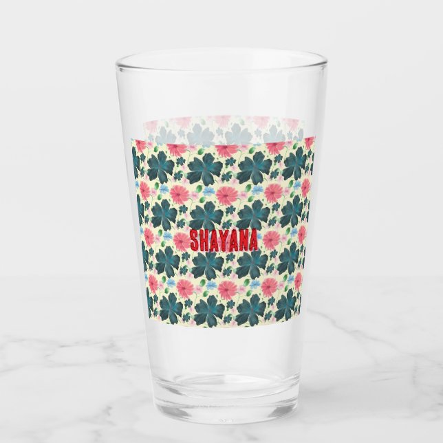 Cusom Watercolor floral pattern gift   Glass (Front)