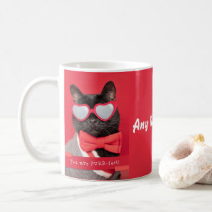 Cust Cat in Heart Glasses Custom Name Coffee Mug