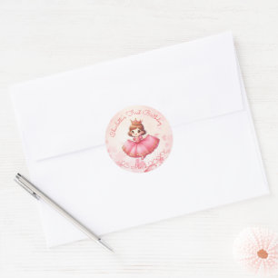 Custamisable Pink Princess Classic Round Sticker