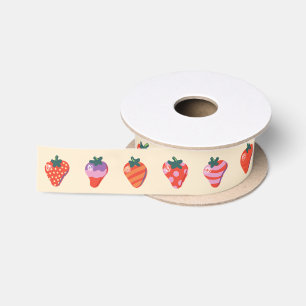 Custard Art Strawberry 1.5" Satin Ribbon