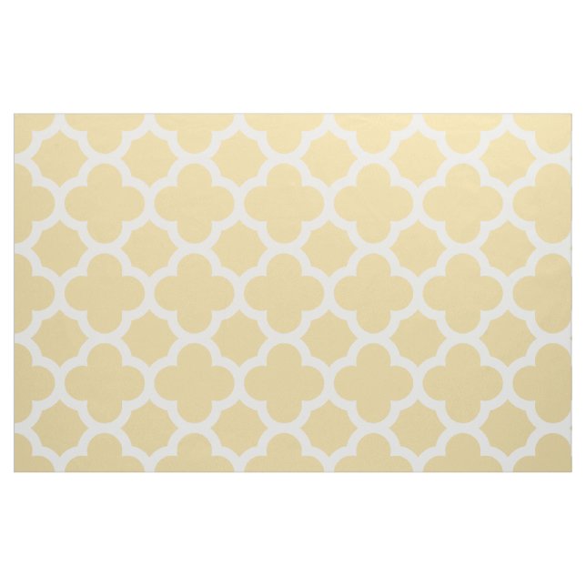 Custard Cream Classic Quatrefoil Pattern Fabric (Yard)