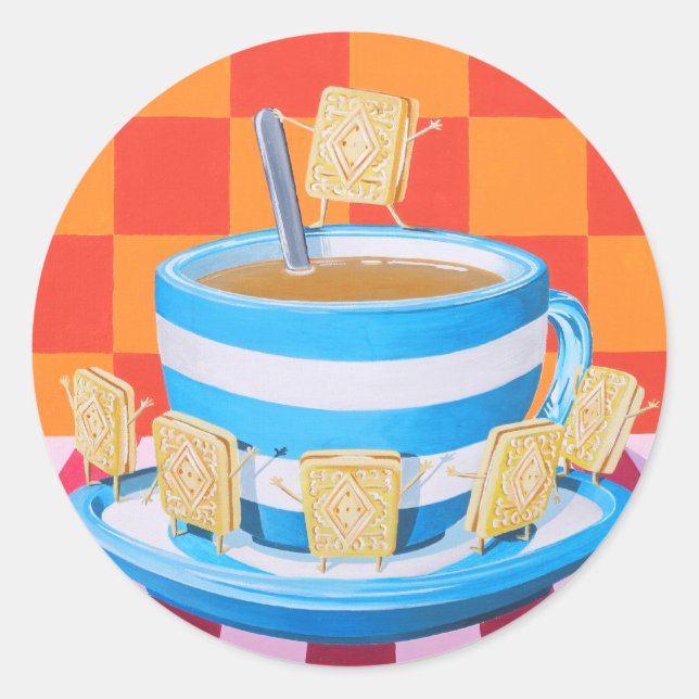 Custard Cream Tea Classic Round Sticker (Front)