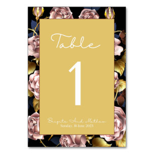 Custard yellow flower themed table number card