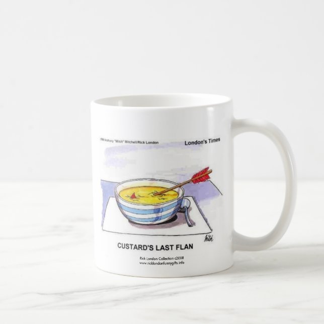 Custards Last Flan Funny Cartoon Coffee Mug (Right)
