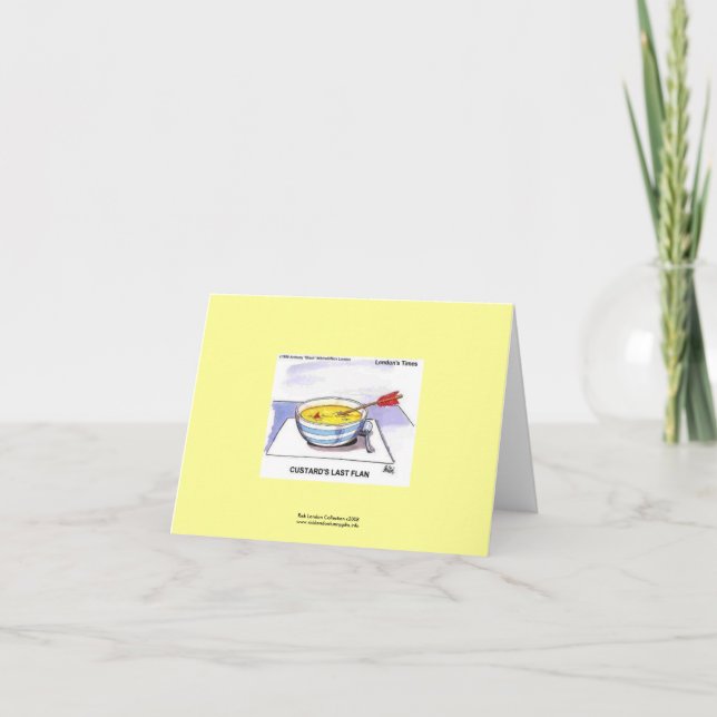 Custards Last Flan Funny Cartoon Note Card (Front)