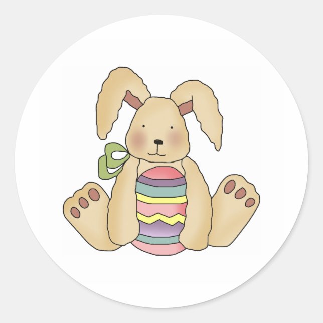 custbunstripeeeggg classic round sticker (Front)