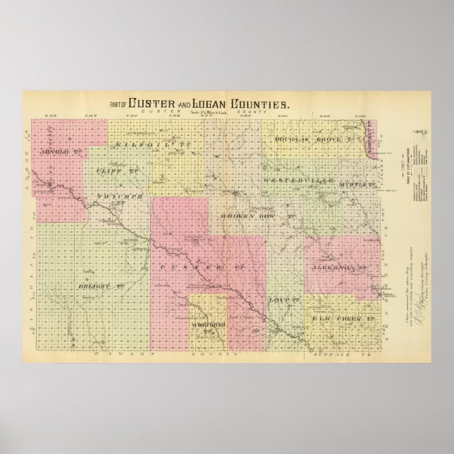 Custer and Logan County, Nebraska Poster (Front)