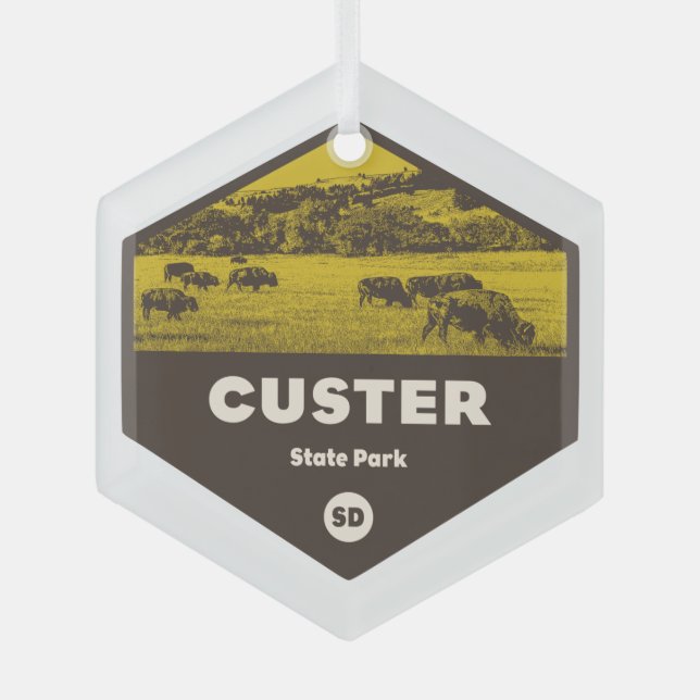Custer State Park South Dakota Glass Tree Decoration (Front)