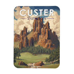 Custer State Park South Dakota Travel Art Vintage Magnet