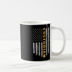 Custodian American Flag USA Janitor School Coffee Mug