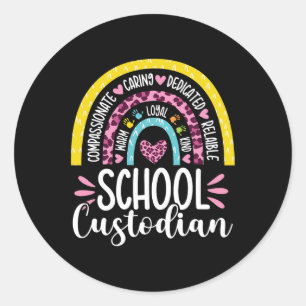 Custodian Battery Life School Janitor Rainbow  Classic Round Sticker