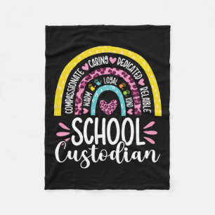 Custodian Battery Life School Janitor Rainbow  Fleece Blanket