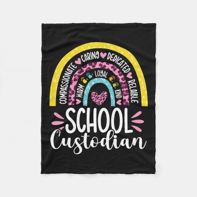 Custodian Battery Life School Janitor Rainbow  Fleece Blanket (Front)