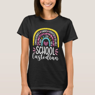 Custodian Battery Life School Janitor Rainbow T-Shirt