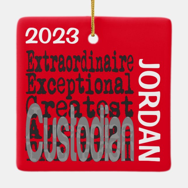 Custodian Extraordinaire CUSTOM Ceramic Ornament (Back)